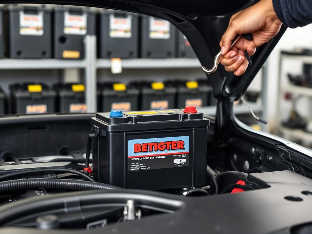 Instalace nové autobaterie v motorovém prostoru vozu